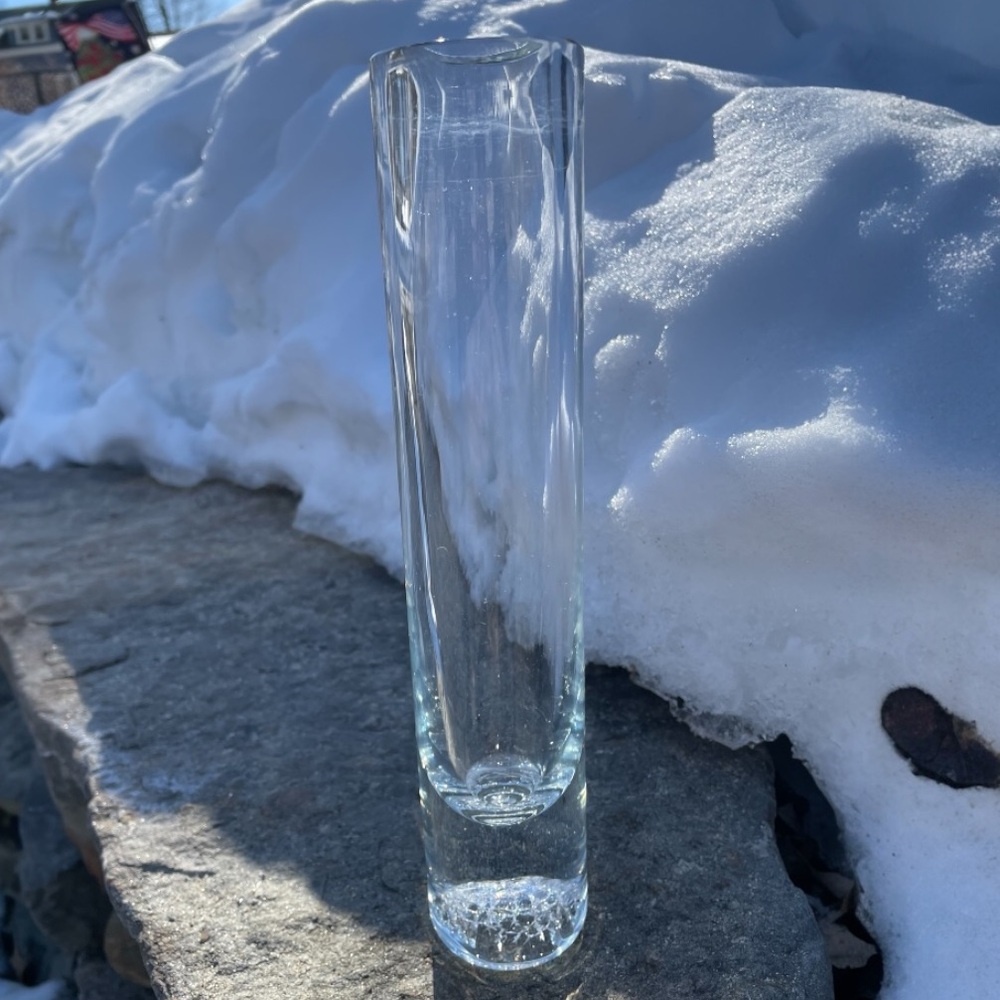 Handmade vase with a unique inner structure, which looks like crackle glass